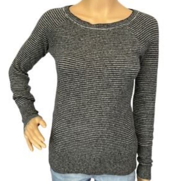 J.Crew Merino Wool Alpaca Blend Striped Sweater Small - Gray and Off-White - Picture 1 of 10